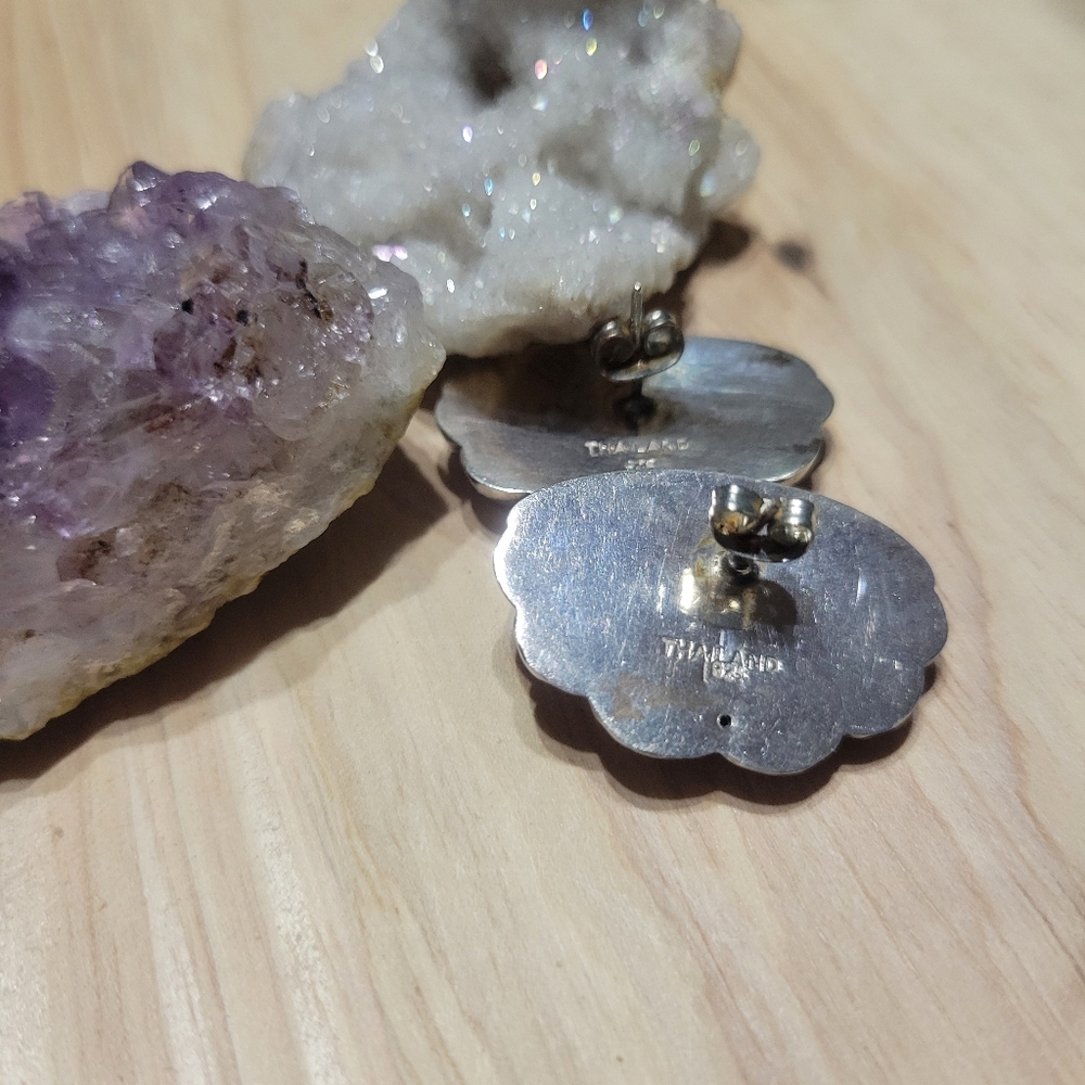 Vintage 80's Sterling Clamshell Earrings - Picture 3 of 3